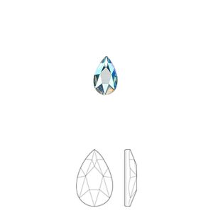 Flat back 24pk aquamarine shimmer foil back, Crystal Passions&reg; 8x5mm pear 2303