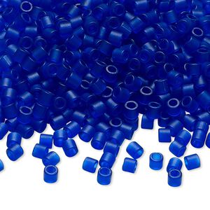 Seed bead, Delica&reg;, glass, pkg/7.5g, #8 round, translucent matte cobalt (DBL-0748).