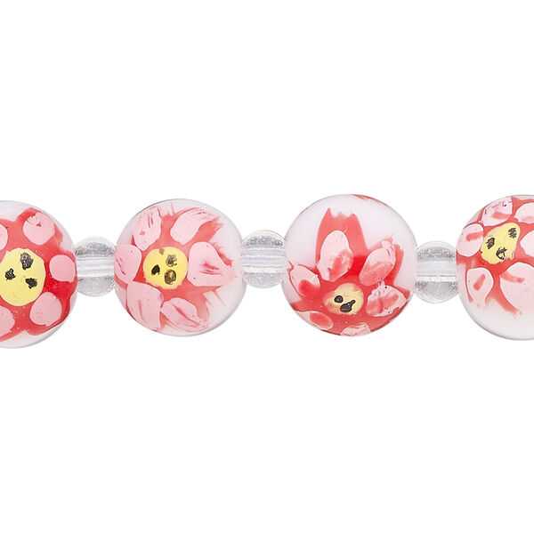 Bead, glass 1pkg8, multicolored, 12mm hand-painted round. image number 0