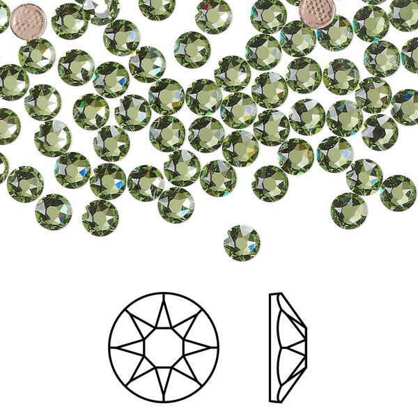 Flat back 1440pk peridot foil back, Swarovski&reg; ReCreated&trade; hotfix 3.8-4mm round SS16 2078 image number 0