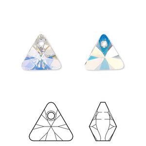 Drop 2pk crystal AB, Crystal Passions&reg; 12mm pendant mini triangle 6628