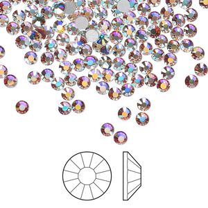 Flat back 1440pk crystal AB foil back, Preciosa Viva 12&reg; Czech crystal rhinestone 2.7-2.9mm chaton rose round SS10