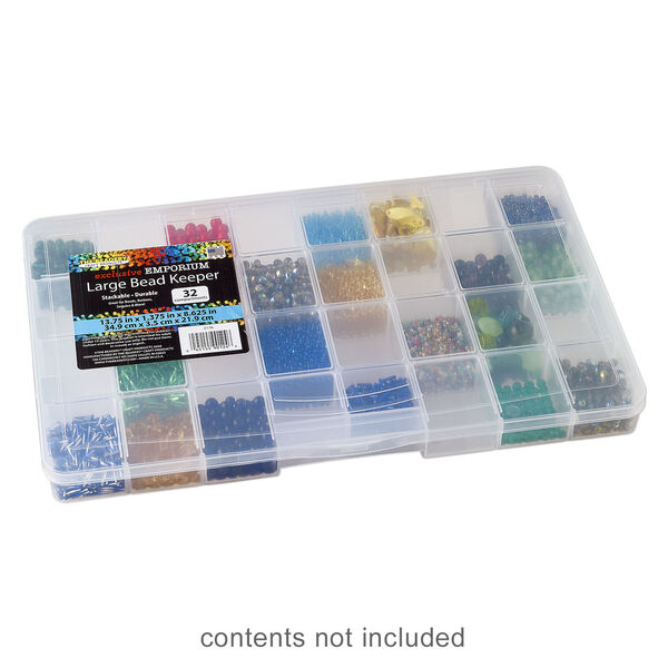 Organizer box, The Beadery&reg;, 1pkg1, plastic, clear, 13-1/4 x 8-1/2 x 1-1/3 inches with 32 fixed compartments (2176). image number 0