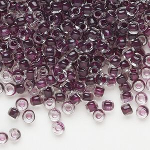 Seed bead, Dyna-Mites&trade;, glass 1pkg40g, #6 round, translucent inside dyed color dark mauve (224 6/0 RR)