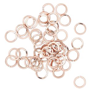 Jump ring 1pkg50 copper, 6mm hand-cut round / square wire, 19 gauge / 4.2mm inside diameter