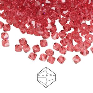 Bead 48pk Indian pink, Preciosa Czech crystal 4mm bicone