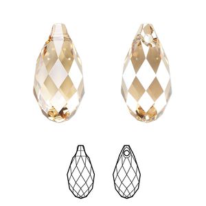 Briolette 24pk crystal golden shadow, Swarovski&reg; 21x10.5mm pendant drop 6010
