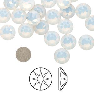 Flat back 144pk white opal foil back, Swarovski&reg; 7.07-7.27mm rose round SS34 2088