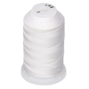 Thread, Purely Silk&trade;, white, size O. Sold per 600-yard spool.