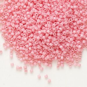Seed bead, Delica&reg;, glass, pkg/50g, #11 round, Duracoat&reg; opaque outside dyed powder pink (DB-2116).