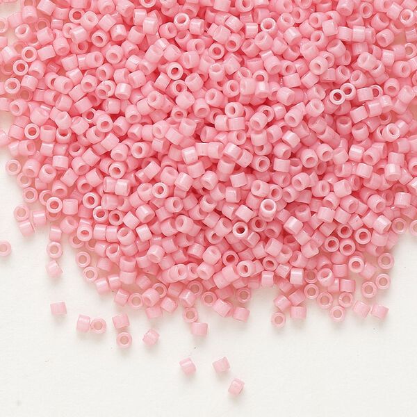 Seed bead, Delica&reg;, glass, pkg/50g, #11 round, Duracoat&reg; opaque outside dyed powder pink (DB-2116). image number 0