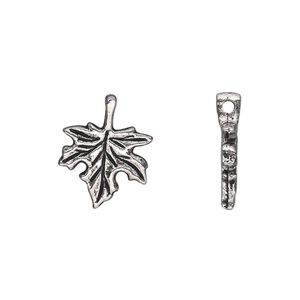 Charm, antique silver-plated "pewter" (zinc-based alloy), 13x13mm single-sided leaf. Sold per pkg of 20.