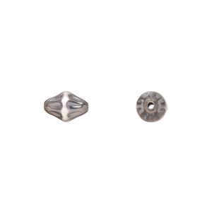 Sterling silver 1pkg1, brushed textured bicone Navajo pearl-style bead oxidized 9x6mm