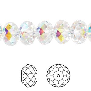 Bead 12pk crystal AB, Crystal Passions&reg; 12x8mm rondelle 5040