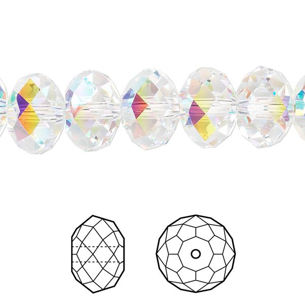Bead 12pk crystal AB, Crystal Passions&reg; 12x8mm rondelle 5040 image number 0
