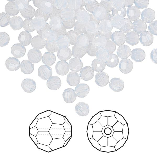 Bead 720pk white opal, Swarovski&reg; 4mm round 5000 image number 0