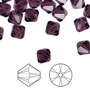 Bead 72pk amethyst, Crystal Passions&reg; 8mm bicone 5328