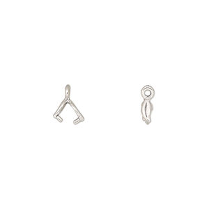 Bail, JBB Findings, ice-pick, antiqued sterling silver, 5x2mm fancy leaf, 3mm grip length. Sold per pkg of 2.