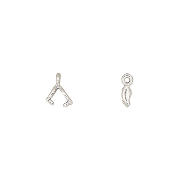 Bail, JBB Findings, ice-pick, antiqued sterling silver, 5x2mm fancy leaf, 3mm grip length. Sold per pkg of 2. image number 0