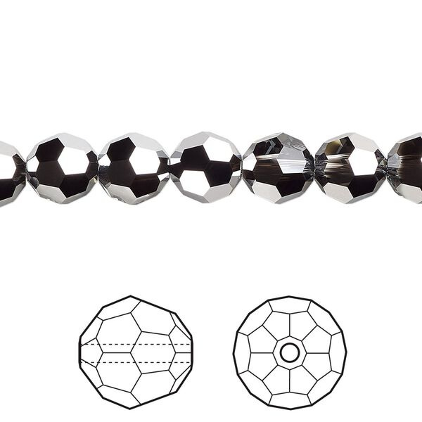 Bead 288pk crystal light chrome, Swarovski&reg; 8mm round 5000 image number 0