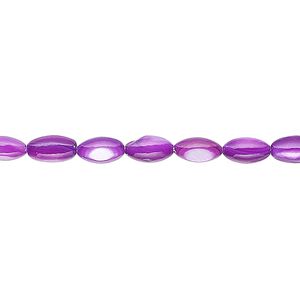 Mother-of-pearl shell 1pkg1, oval bead 15.5 to 16 inch purple 7x4mm