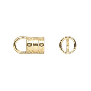 Cord end glue-in 1pkg10 gold-plated, 8.5x8mm tube / 5.7mm inside diameter, brass