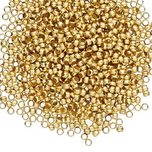 Crimp 1pkg100 gold-finished, 1.9x1.6mm round / 1.25mm inside diameter, brass