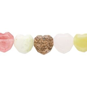 Multi-gemstone / glass 1pkg1, top-drilled faceted heart bead 15.5-16 inch 10mm