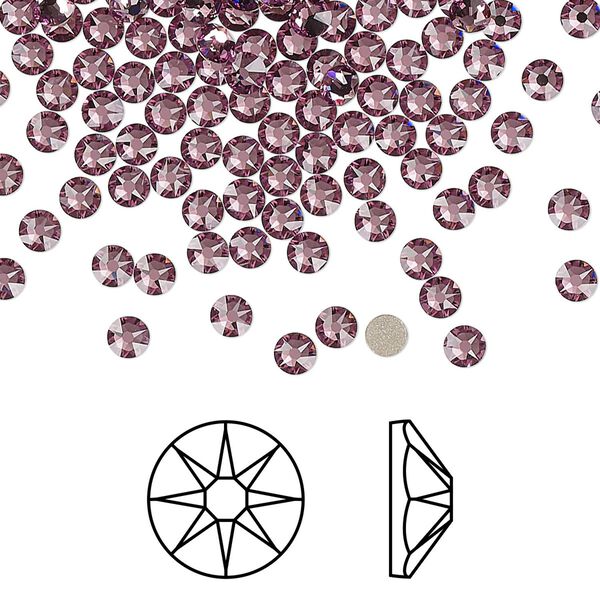 Flat back 1440pk iris foil back, Swarovski&reg; 3-3.2mm rose round SS12 2088 image number 0