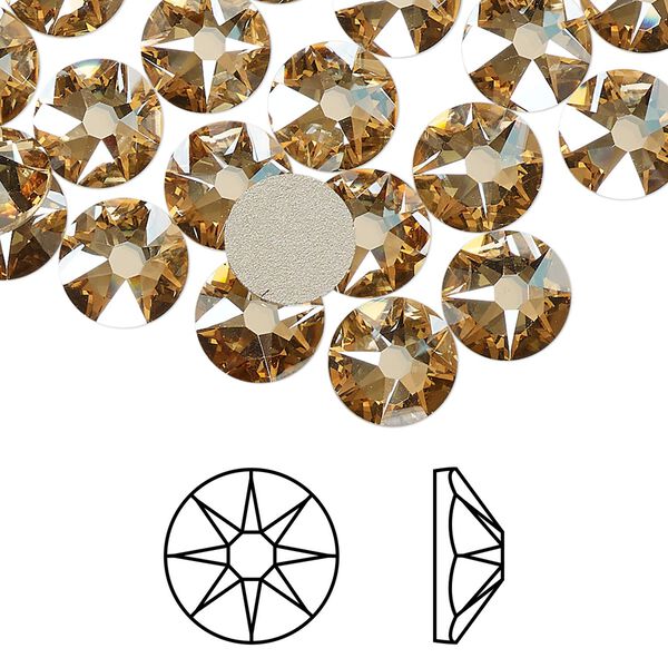 Flat back 12pk crystal golden shadow foil back, Crystal Passions&reg; 8.412-8.672mm rose round SS40 2088 image number 0