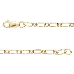 Chain 1pkg1 14Kt gold-filled long & short, 3.3mm oval / lobster claw clasp, 18 inch