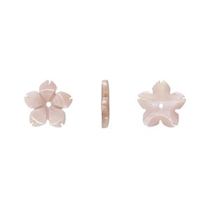Mother-of-pearl shell 1pkg2, hand-cut single-sided flower bead pink 10x2mm