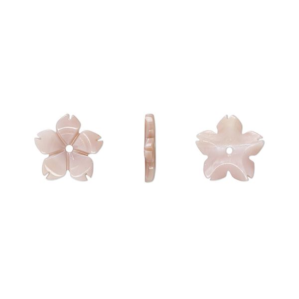 Mother-of-pearl shell 1pkg2, hand-cut single-sided flower bead pink 10x2mm image number 0