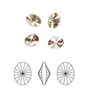 Chaton 6pk crystal golden shadow foil back, Crystal Passions&reg; 8x6mm oval rivoli 4122