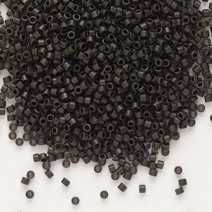 Seed bead, Delica&reg;, glass, pkg/50g, #11 round, opaque matte metallic dark olive (DB-0311).