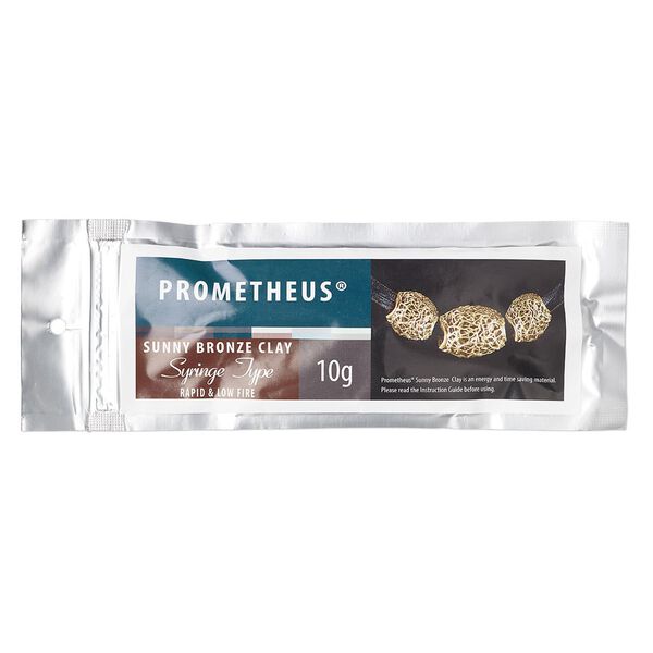 Prometheus&reg; sunny bronze clay, pkg/10g, rapid and low fire formula, filled syringe with 3 tips. image number 0