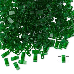 Seed bead, TILA&reg;, glass, pkg/250g, 5x2.3mm half tila rectangle, transparent pistachio, (HTL-146).