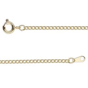 Chain 1pkg1 curb, 1.9mm / springring clasp, gold-finished steel 23 inch