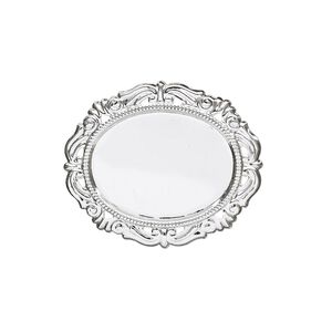 Pin back 1pkg1 silver-plated, 55x46mm oval / filigree / 40x30mm oval setting, brass