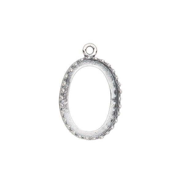 Drop, JBB Findings, antiqued sterling silver, 19x15mm oval with open back and decorative trim, 18x13mm oval bezel setting. Sold individually. image number 0