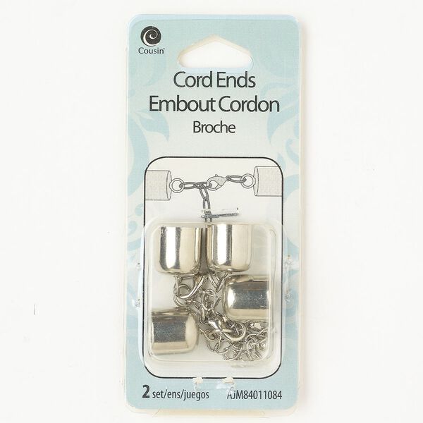Clasp lobster claw 1pkg2, 53x12mm round / fits 11mm cord, silver-finished steel 1-strand image number 0