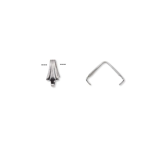 Bail, ice-pick, antique silver-plated brass, 8x3.5mm, 6mm grip length. Sold per pkg of 100. image number 0