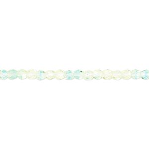 Bead, Czech fire-polished glass, yellow and blue, 3mm faceted round. Sold per 16-inch strand.