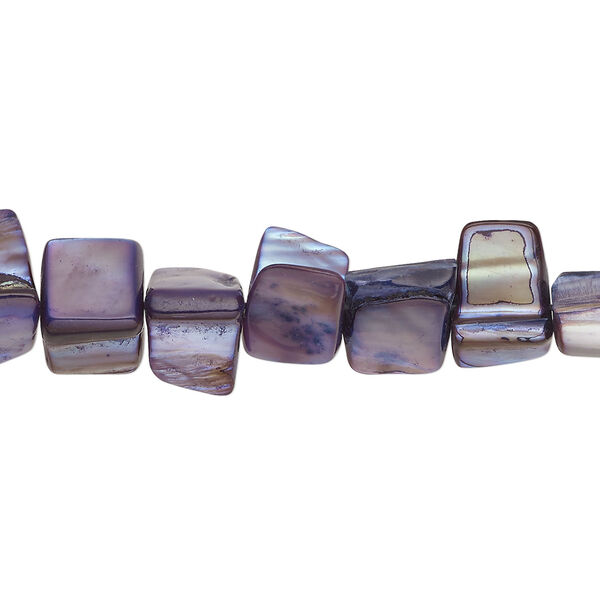 Mother-of-pearl shell 1pkg1, triangle tube bead 14 inch purple 10x7mm-12x8mm image number 0