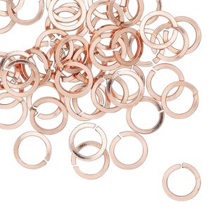 Jump ring 1pkg50 copper, 8mm hand-cut round / square wire, 18 gauge / 5.7mm inside diameter