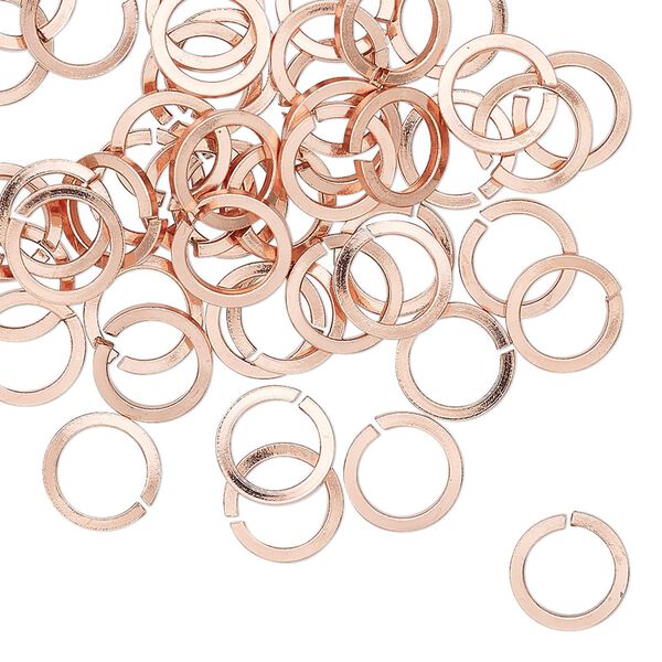 Jump ring 1pkg50 copper, 8mm hand-cut round / square wire, 18 gauge / 5.7mm inside diameter image number 0