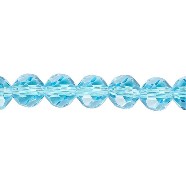 Bead 1pk 32 facets transparent turquoise blue, Celestial Crystal&reg; 8mm round 15.5-16 inch image number 0