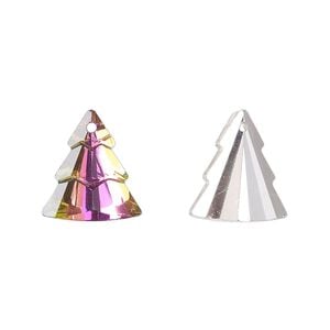 Drop 2pk opaque clear vitrail foil back, Celestial Crystal&reg; 15x13mm tiered tree