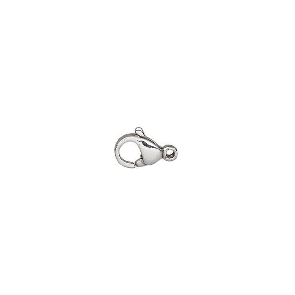 Clasp lobster claw 1pkg100, 7x6mm, stainless steel 1-strand image number 0
