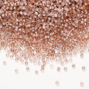 Seed bead mix, Miyuki Delica&reg;, glass, pkg/250g, #11 round, translucent inside dyed color luster beige/peony pink mix.
